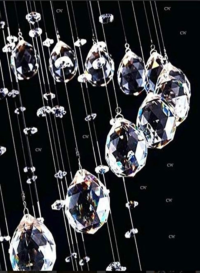 CRYSTA WORLD 4-Lights Modern Chandelier K9 Crystal Chandelier Light Fixture,Modern Flush Mount Ceiling Light Fixtures Raindrop Chandelier for Bedroom,Dining Room,Living Room,H18 x D12 - Image 3